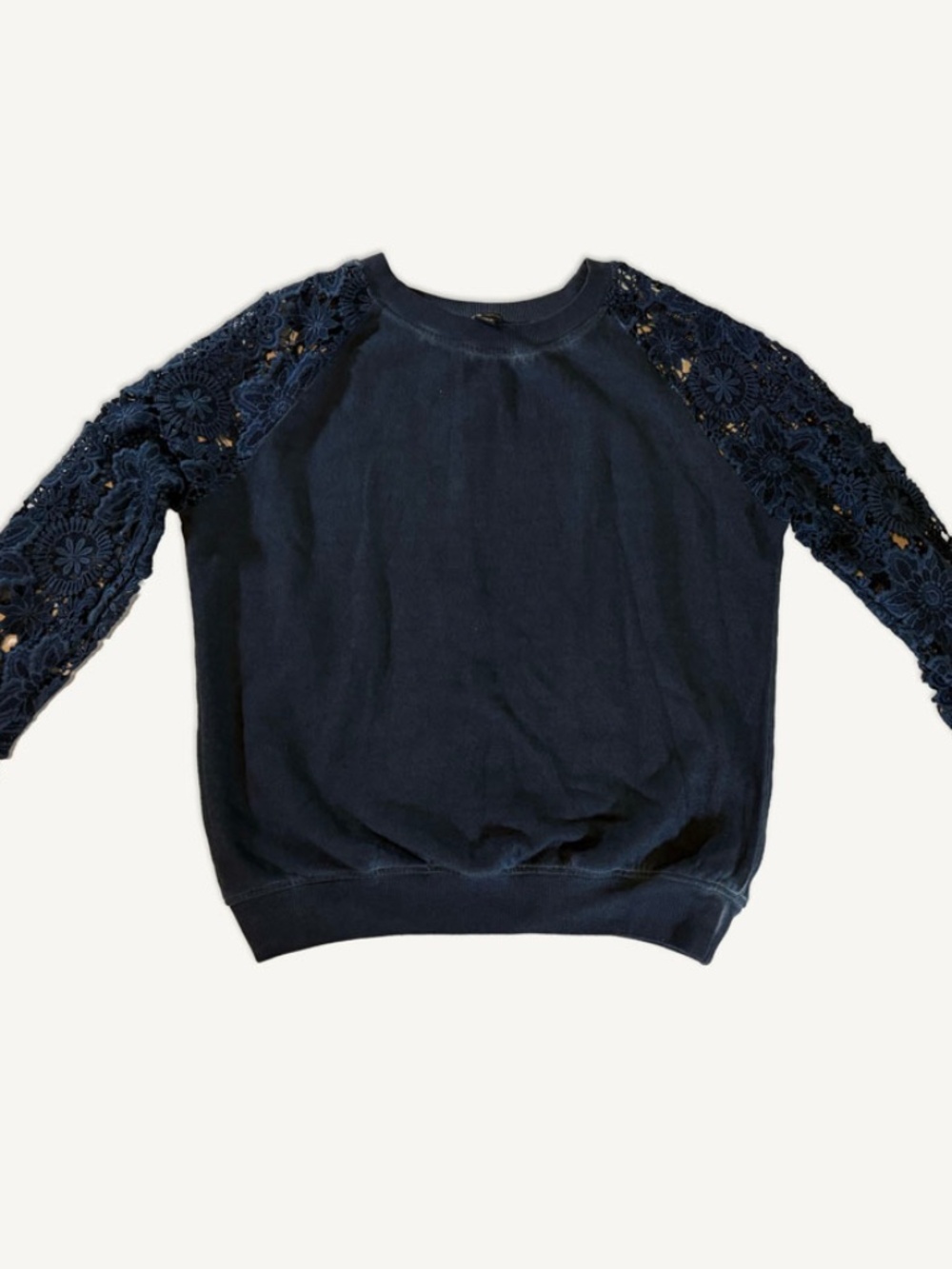Mango  Navy Sweatshirt Lace Sleeve S